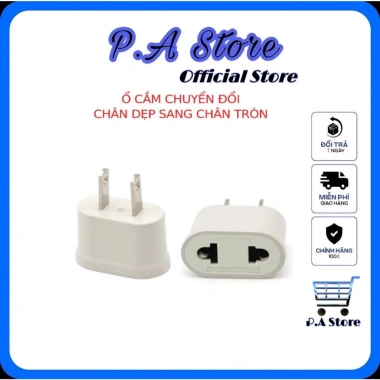 Ổ cắm điện chuyển đổi chân dẹp sang chân tròn cho phích cắm VN - Giá chỉ 11.000đ