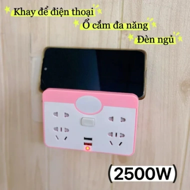 Ổ Cắm Điện Chuyển Đổi tích hợp Đèn Ngủ và Sạc USB - Giá chỉ 29.000 VND, tiết kiệm năng lượng