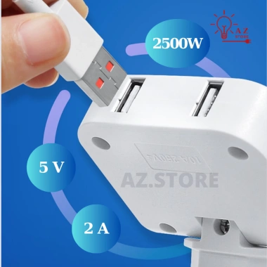 Ổ cắm điện đa năng 3 ngõ, xoay 180 độ, công suất 2.500W, mẫu mã đa dạng, giá chỉ 17.000đ 6