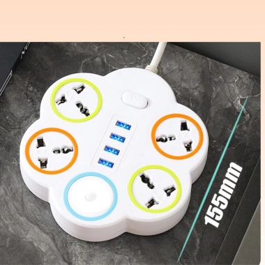 Ổ cắm điện đa năng 3m dài hình Hoa Mai, chống giật thông minh 2.200W USB