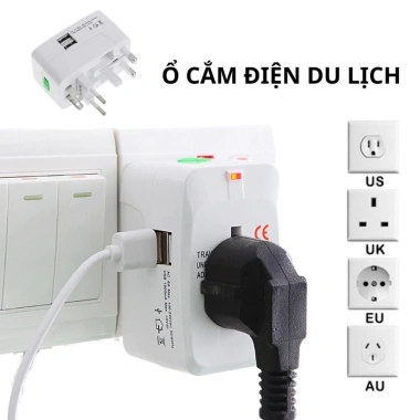 Ổ cắm điện đa năng 4 chân USB tiện lợi du lịch, giảm giá 55.000₫ (giá gốc 68.750₫)
