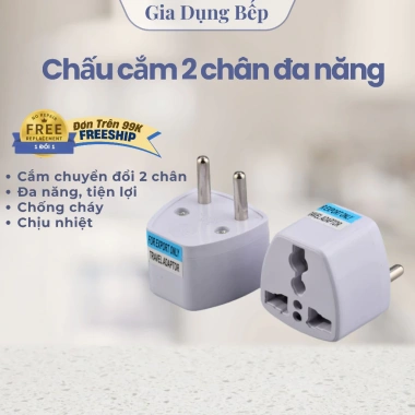 Ổ cắm điện đa năng ABS chịu nhiệt chuyển 2 chân sang 3 chân du lịch 45.000₫