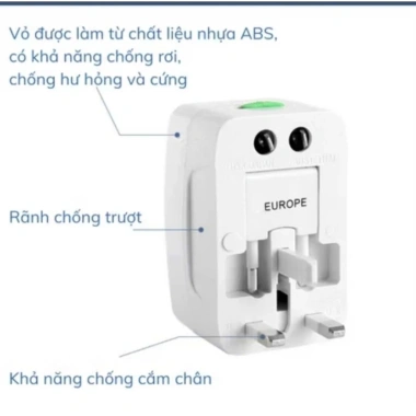 Ổ cắm điện đa năng du lịch Universal Travel Adapter nhiều đầu - Tương thích toàn cầu, an toàn, giảm giá 59.000₫