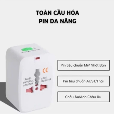 Ổ cắm điện đa năng du lịch Universal Travel Adapter nhiều đầu - Tương thích toàn cầu, an toàn, giảm giá 59.000₫