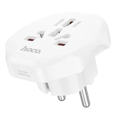 Ổ cắm điện đa năng Hoco AC6 10A/250V chân cắm tròn, thiết kế nhỏ gọn tiện lợi cho công tác và du lịch 6