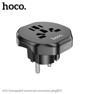 Ổ cắm điện đa năng Hoco AC6 10A/250V chân cắm tròn, thiết kế nhỏ gọn tiện lợi cho công tác và du lịch 8