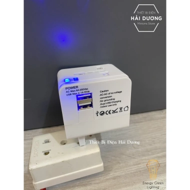 Ổ cắm điện đa năng quốc tế OC-122 - 2 cổng USB, Video, BH 1 năm - Giá 39.000₫