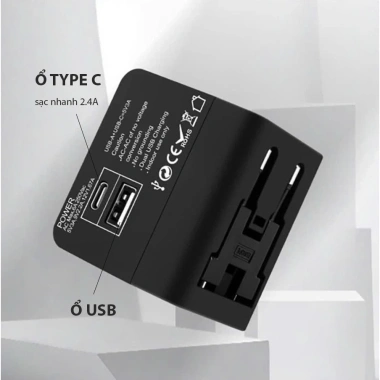 Ổ cắm điện đa năng quốc tế OC-122 - 2 cổng USB, Video, BH 1 năm - Giá 39.000₫