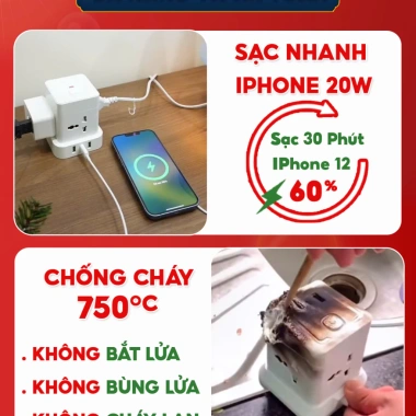Ổ cắm điện đa năng Shoptida 3-12 ổ 2.500W, sạc nhanh 20W Type‑C, 1 đổi 1, bảo hành 40 tháng - Giá chỉ 136.000₫