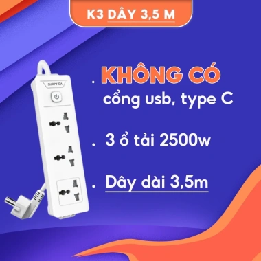 Ổ cắm điện đa năng Shoptida 3-12 ổ 2.500W, sạc nhanh 20W Type‑C, 1 đổi 1, bảo hành 40 tháng - Giá chỉ 136.000₫ 10 Ổ cắm điện đa năng Shoptida 3-12 ổ 2.500W, sạc nhanh 20W Type‑C, 1 đổi 1, bảo hành 40 tháng - Giá chỉ 136.000₫ 10