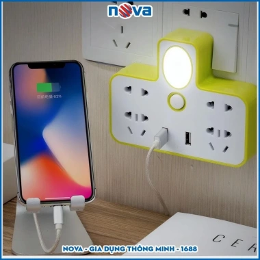 Ổ cắm điện đa năng tích hợp đèn ngủ USB - Tiện lợi, an toàn, sạc nhanh, giảm 19%