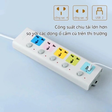 Ổ Cắm Điện Đa Năng USB 4 Ngõ, Chống Giật, Có Chốt An Toàn, Tiết Kiệm Không Gian, Giá Chỉ 60.000₫
