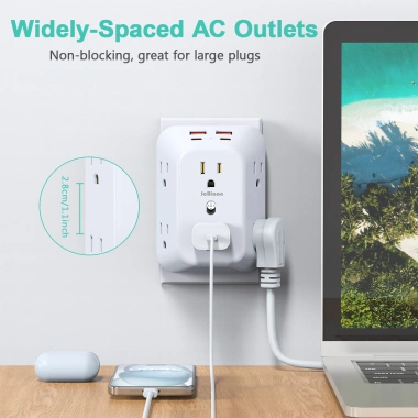 Ổ cắm điện để bàn 1.875W 6 ổ AC + 4 cổng USB 2A2C, chống sét, dải nguồn, chuyển đổi thông minh - Giá ưu đãi 255.200₫ 3