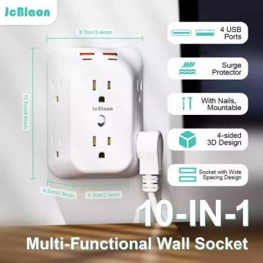 Ổ cắm điện để bàn 1.875W 6 ổ AC + 4 cổng USB 2A2C, chống sét, dải nguồn, chuyển đổi thông minh - Giá ưu đãi 255.200₫ 4