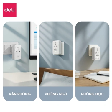 Ổ Cắm Điện Deli Du Lịch 4 Phân 1 USB + TypeC Sạc Nhanh 20W - Mẫu Mới 2.026