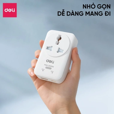 Ổ Cắm Điện Deli Du Lịch 4 Phân 1 USB + TypeC Sạc Nhanh 20W - Mẫu Mới 2.026 7 Ổ Cắm Điện Deli Du Lịch 4 Phân 1 USB + TypeC Sạc Nhanh 20W - Mẫu Mới 2.026 7