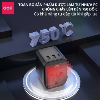 Ổ Cắm Điện DELI Du Lịch Nhỏ Gọn - Chuyển Đổi & Sạc Nhanh 25W, Giá 204.000₫ 7