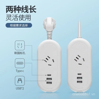 Ổ cắm điện di động đa năng - USB, Type-C, rút lại, dây nối dài, du lịch sinh viên 7 Ổ cắm điện di động đa năng - USB, Type-C, rút lại, dây nối dài, du lịch sinh viên 7