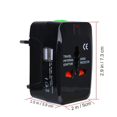 Ổ Cắm Điện Du Lịch 2 Cổng USB + Type-C, Hỗ Trợ 150 Quốc Gia, 2.400mA - Giá 110k