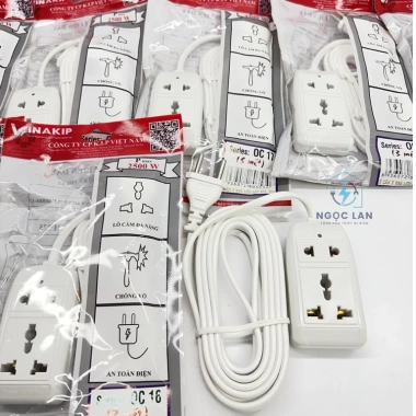 Ổ cắm điện du lịch 2 ổ S11 OC16 OC17 Vinakip dây 2m-3m trắng 10A 250V - Giá chỉ 44.160đ 3