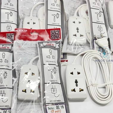 Ổ cắm điện du lịch 2 ổ S11 OC16 OC17 Vinakip dây 2m-3m trắng 10A 250V - Giá chỉ 44.160đ 4