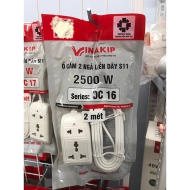 Ổ cắm điện du lịch đa năng 2 lỗ 2/3 chạc 2m S11 2.200W 10A 250V VINAKIP Giá chỉ 42.000 VND