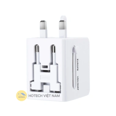 Ổ cắm điện du lịch Hotech 1.500W sạc nhanh PD20W đa năng, chống cháy, chống giật, mọi loại chân cắm OCDCH 10
