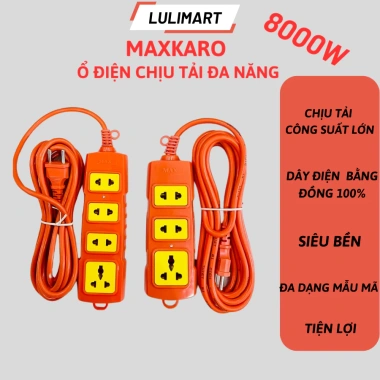 Ổ Cắm Điện Makaro 4 Ngõ 8.000W, Dây 5m Dài 5m - Giá 48.000₫ Giảm Sốc