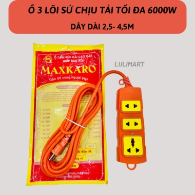 Ổ Cắm Điện Makaro 4 Ngõ 8.000W, Dây 5m Dài 5m - Giá 48.000₫ Giảm Sốc