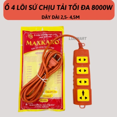 Ổ Cắm Điện Makaro 4 Ngõ 8.000W, Dây 5m Dài 5m - Giá 48.000₫ Giảm Sốc 10 Ổ Cắm Điện Makaro 4 Ngõ 8.000W, Dây 5m Dài 5m - Giá 48.000₫ Giảm Sốc 10