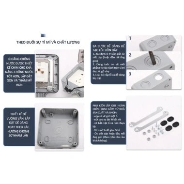 Ổ cắm điện ngoài trời IP67 chống nước – Dễ lắp, an toàn cho sân vườn, miễn phí giao hàng, 60.000₫ 8