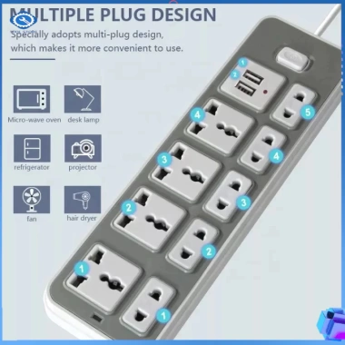 Ổ Cắm Điện Power Strip Đa Năng Thông Minh 5 Plug + 2 USB, 9 Socket Universal, Giá 60.000₫
