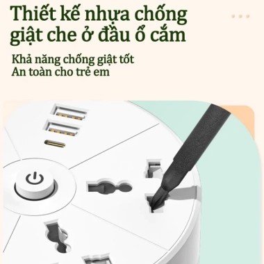 Ổ Cắm Điện Thông Minh 2m 3 USB, Công Suất 2.500W, Đa Năng, Dây Dài 2m 3 Ổ Cắm Điện Thông Minh 2m 3 USB, Công Suất 2.500W, Đa Năng, Dây Dài 2m 3