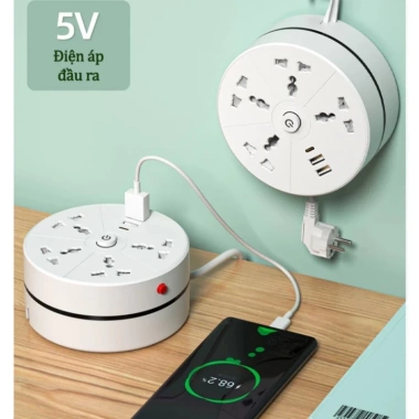 Ổ Cắm Điện Thông Minh 2m 3 USB, Công Suất 2.500W, Đa Năng, Dây Dài 2m