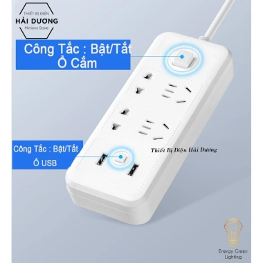 Ổ Cắm Điện Thông Minh Đa Chức Năng OD-318 Dây 2m8 - USB Chuẩn Sạc An Toàn, Chống Giật, Giá 49.000đ