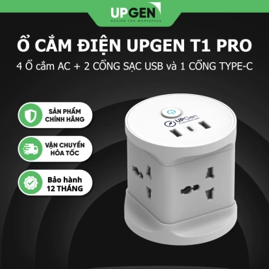 Ô cắm điện UPGEN T1 PRO 2 USB và TypeC, 2.500W, dây 2.5m - Giá chỉ 310.000₫
