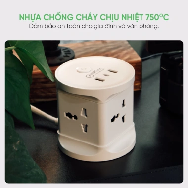 Ô cắm điện UPGEN T1 PRO 2 USB và TypeC, 2.500W, dây 2.5m - Giá chỉ 310.000₫