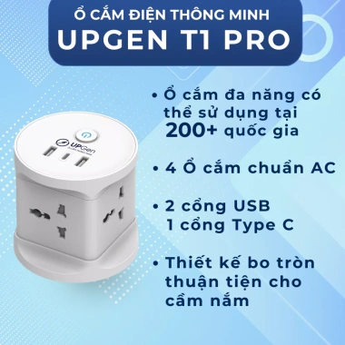 Ô cắm điện UPGEN T1 PRO 2 USB và TypeC, 2.500W, dây 2.5m - Giá chỉ 310.000₫