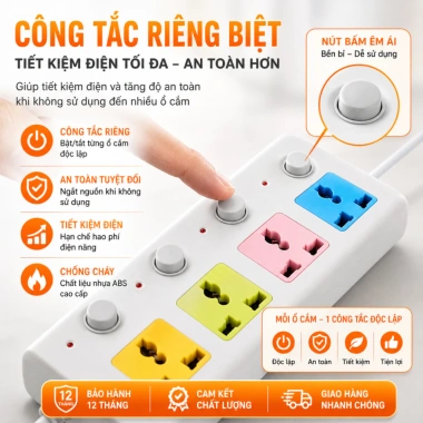 Ổ Cắm Điện USB Đa Năng 2.500W Dài 4m Chống Giật, Khóa Bảo Vệ - Giá Giảm 65.999₫ 4 Ổ Cắm Điện USB Đa Năng 2.500W Dài 4m Chống Giật, Khóa Bảo Vệ - Giá Giảm 65.999₫ 4