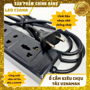 Ổ Cắm Điện Vinamax 6 Lỗ 2 Công Tắc Dây Dài 3m/5m Chịu Tải 3.000W An Toàn Tiện Lợi Giá Ưu Đãi 176.400 VND 2