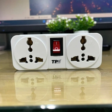 Ổ cắm đôi 3 chấu trắng, công tắc tiện lợi, du lịch, giảm giá 22% chỉ 63.000₫ 2