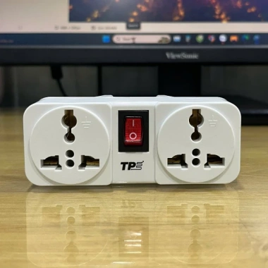 Ổ cắm đôi 3 chấu trắng, công tắc tiện lợi, du lịch, giảm giá 22% chỉ 63.000₫ 5