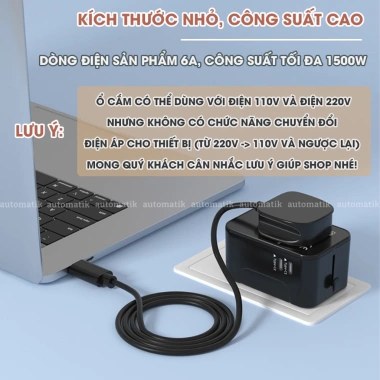 Ổ Cắm Du Lịch Automatik - Cốc Sạc Đa Năng Toàn Cầu, Chuyển Đổi 4 Quốc Gia, Giá Giảm 195k