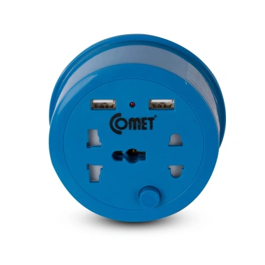 Ổ Cắm Du Lịch COMET CES9.111 Dây Quay 1m - 2 USB + 3/2 Chấu, Giá 125k
