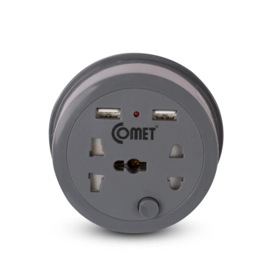Ổ Cắm Du Lịch COMET CES9.111 Dây Quay 1m - 2 USB + 3/2 Chấu, Giá 125k