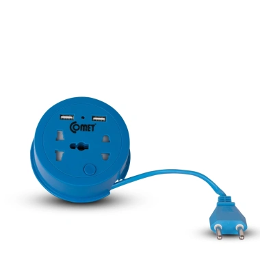 Ổ Cắm Du Lịch COMET CES9.111 Dây Quay 1m - 2 USB + 3/2 Chấu, Giá 125k