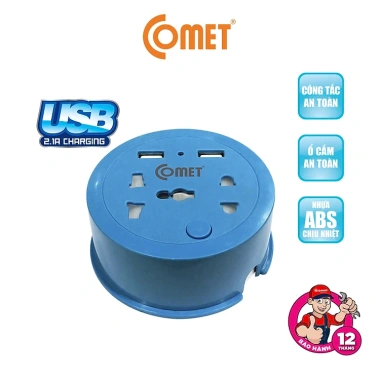 Ổ Cắm Du Lịch COMET CES9.111 Dây Quay Tròn 1m 2 USB, 3 Chấu, 2 Chấu, Giá 114.782₫ 3