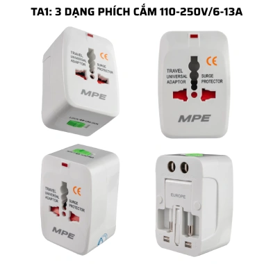 Ổ cắm du lịch đa năng 3 dạng MPE Seri TA – Kết nối mọi nơi, tiện lợi tối đa, giá 103.491₫ 8 Ổ cắm du lịch đa năng 3 dạng MPE Seri TA – Kết nối mọi nơi, tiện lợi tối đa, giá 103.491₫ 8