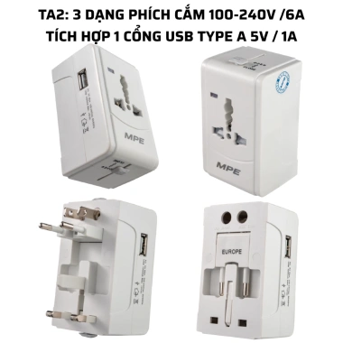 Ổ cắm du lịch đa năng 3 dạng MPE Seri TA – Kết nối mọi nơi, tiện lợi tối đa, giá 103.491₫