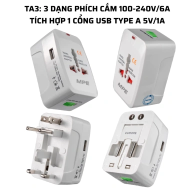 Ổ cắm du lịch đa năng 3 dạng MPE Seri TA – Kết nối mọi nơi, tiện lợi tối đa, giá 103.491₫